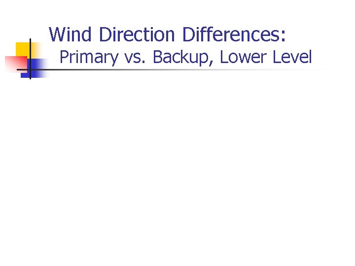 Wind Direction Differences: Primary vs. Backup, Lower Level 