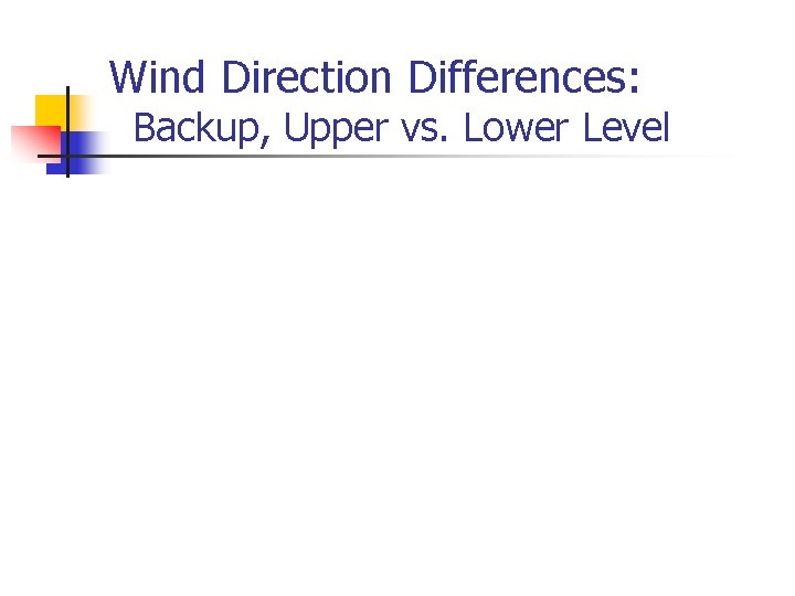 Wind Direction Differences: Backup, Upper vs. Lower Level 