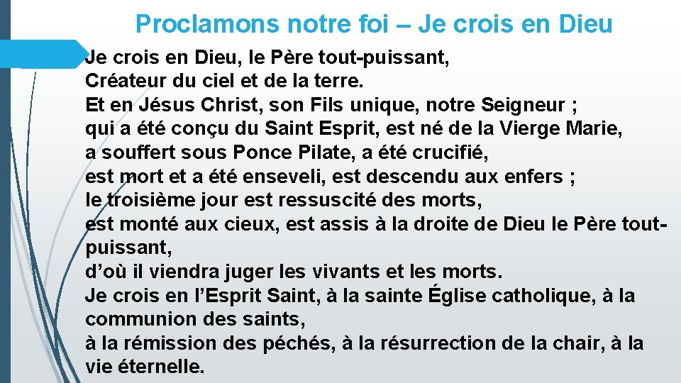 Proclamons notre foi – Je crois en Dieu, le Père tout-puissant, Créateur du ciel