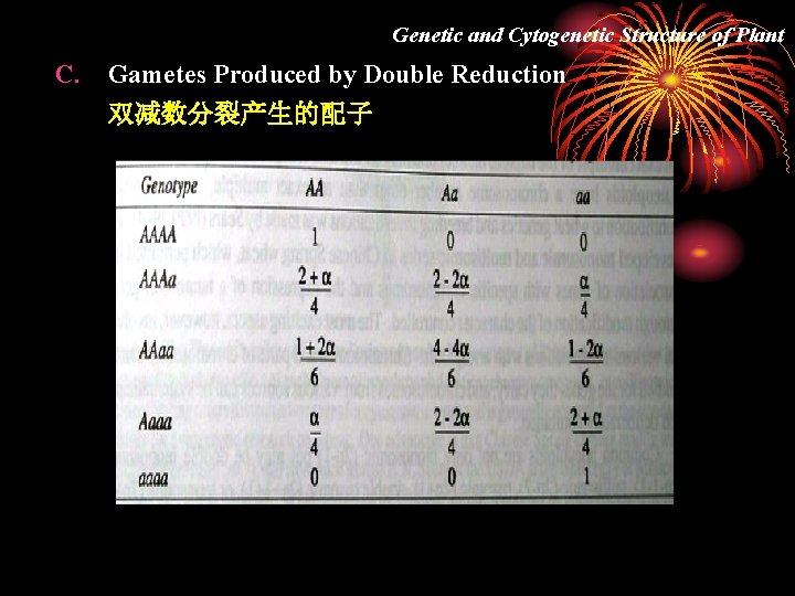 Genetic and Cytogenetic Structure of Plant C. Gametes Produced by Double Reduction 双减数分裂产生的配子 