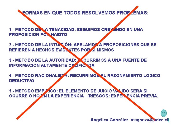 FORMAS EN QUE TODOS RESOLVEMOS PROBLEMAS: 1. - METODO DE LA TENACIDAD: SEGUIMOS CREYENDO