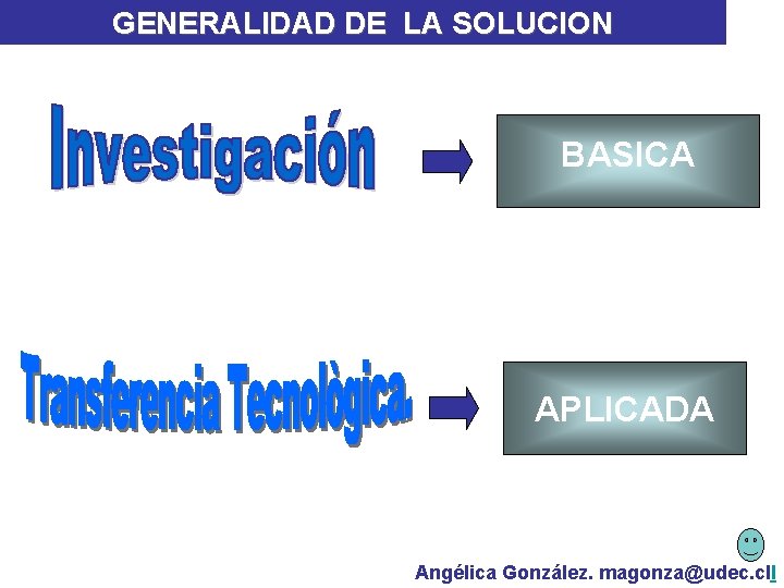 GENERALIDAD DE LA SOLUCION BASICA APLICADA Angélica González. magonza@udec. cll 