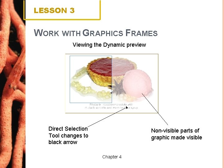 LESSON 3 WORK WITH GRAPHICS FRAMES Viewing the Dynamic preview Direct Selection Tool changes
