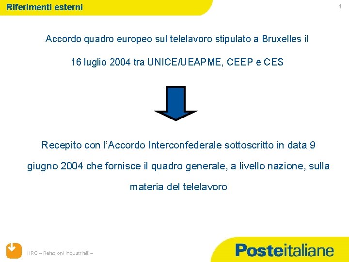 Riferimenti esterni 4 Accordo quadro europeo sul telelavoro stipulato a Bruxelles il 16 luglio