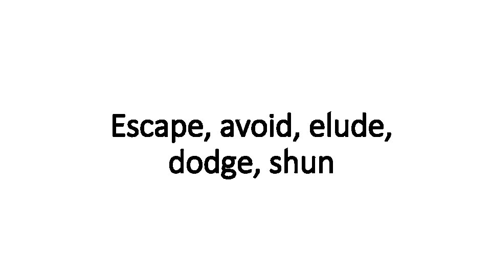 Escape, Indecisive avoid, elude, dodge, shun 
