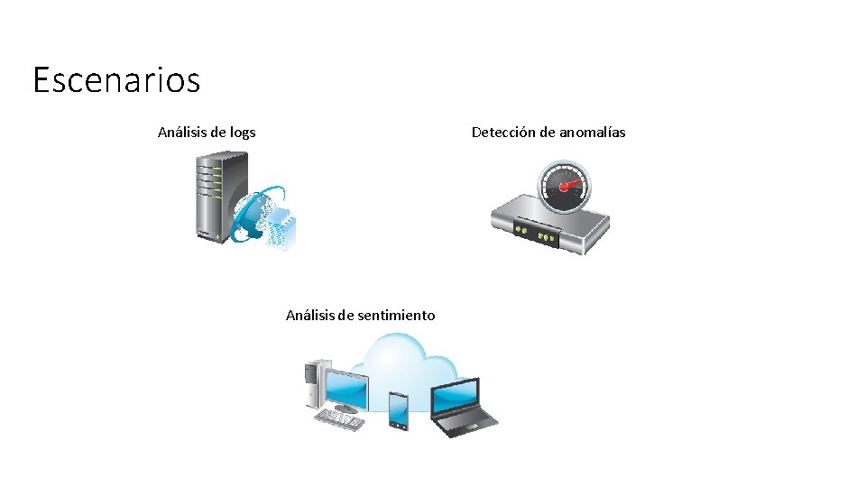 Escenarios Análisis de logs Detección de anomalías Análisis de sentimiento 