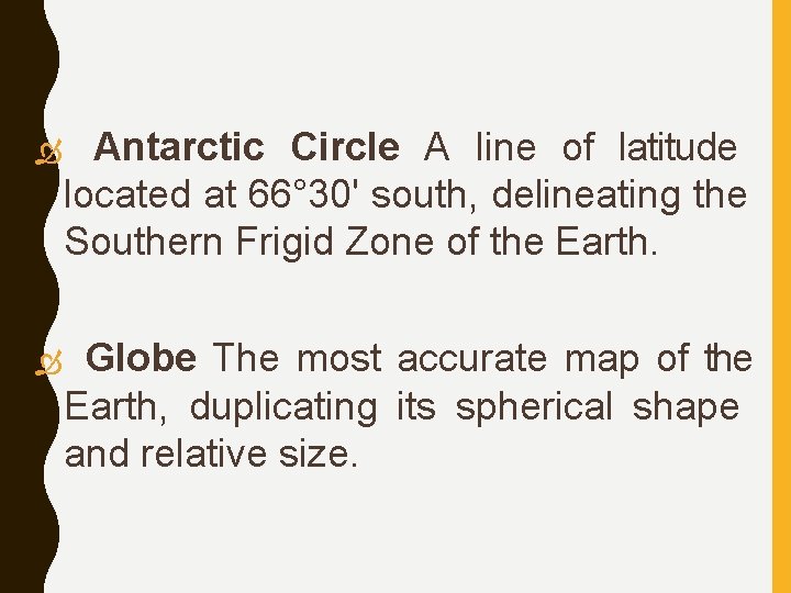 Antarctic Circle A line of latitude located at 66° 30' south, delineating the Antarctic Circle A line of latitude located at 66° 30' south, delineating the