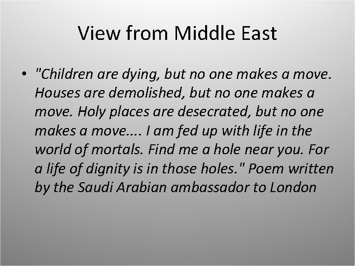 View from Middle East • "Children are dying, but no one makes a move. View from Middle East • "Children are dying, but no one makes a move.