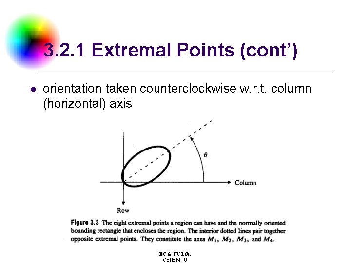 3. 2. 1 Extremal Points (cont’) l orientation taken counterclockwise w. r. t. column