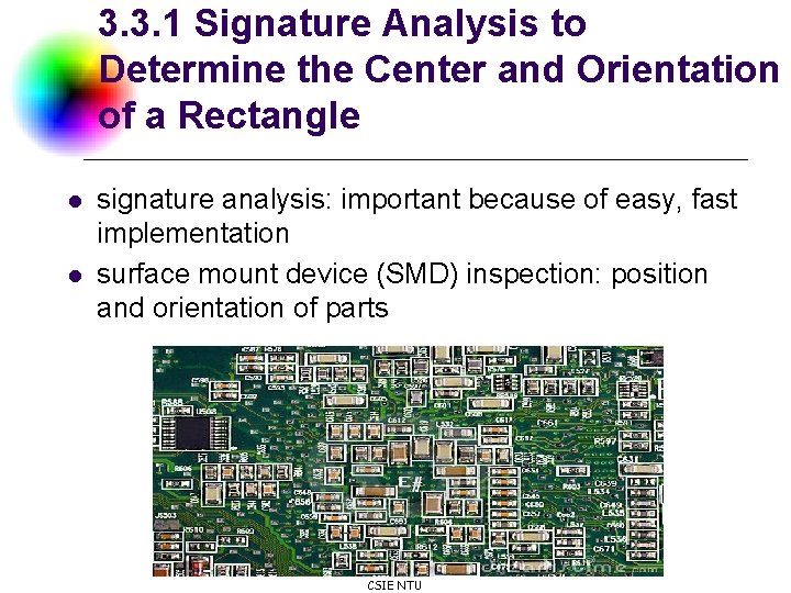 3. 3. 1 Signature Analysis to Determine the Center and Orientation of a Rectangle