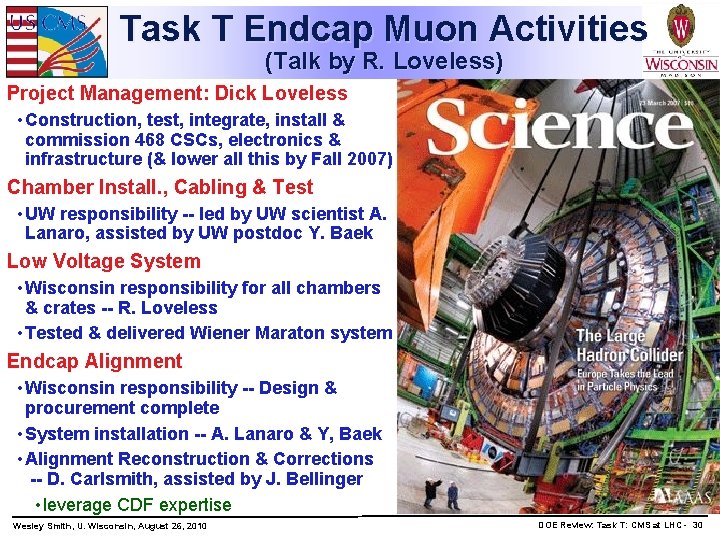 Task T Endcap Muon Activities (Talk by R. Loveless) Project Management: Dick Loveless •