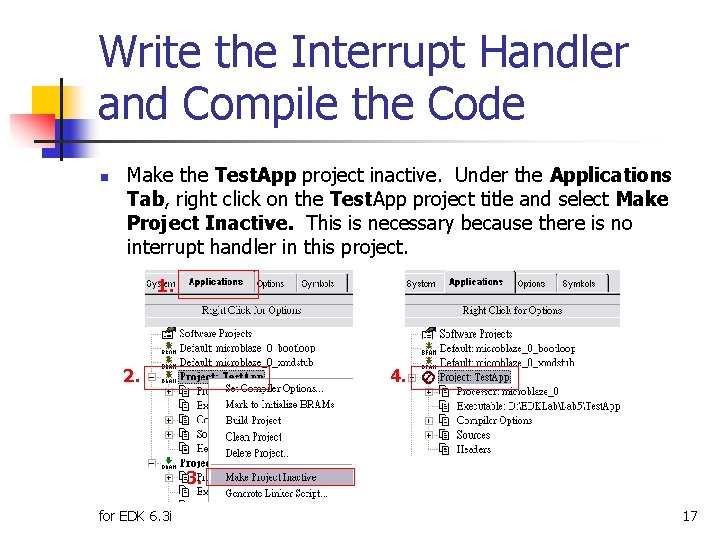 Write the Interrupt Handler and Compile the Code n Make the Test. App project