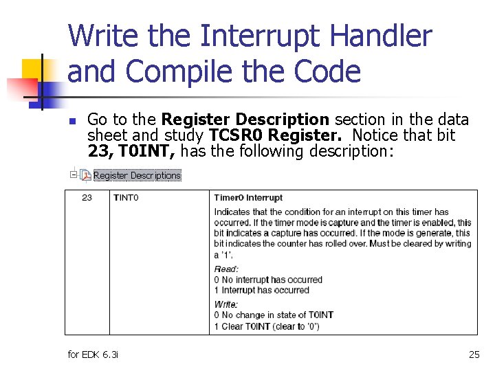 Write the Interrupt Handler and Compile the Code n Go to the Register Description