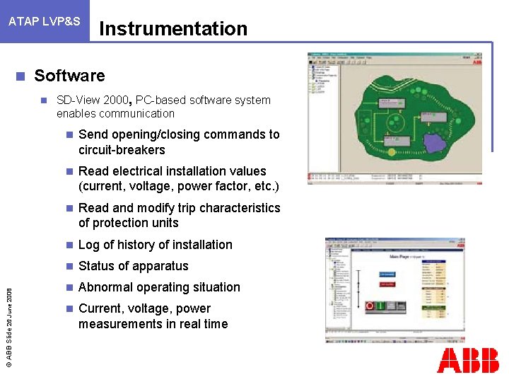 ATAP LVP&S n Software n © ABB Slide 26 June 2008 Instrumentation SD-View 2000,