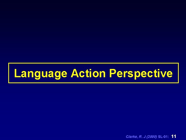 Language Action Perspective Clarke, R. J (2000) SL-01: 11 