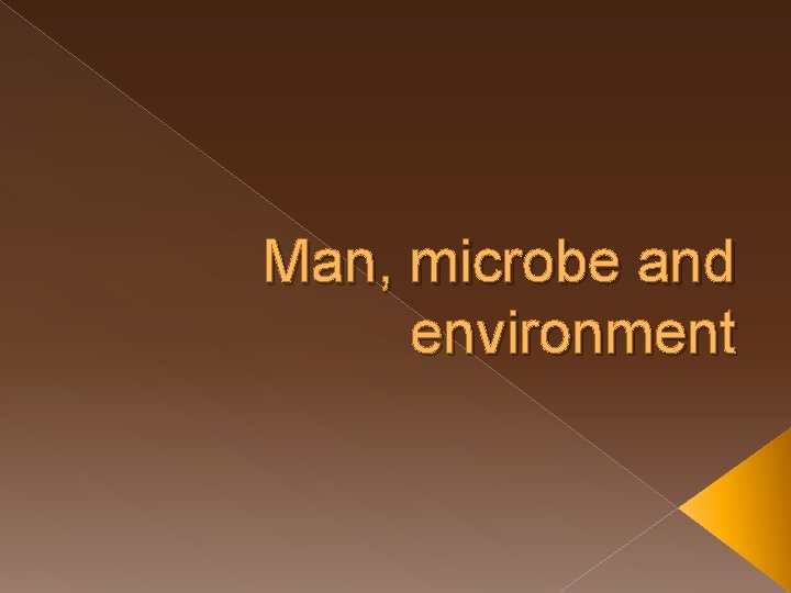Man, microbe and environment 