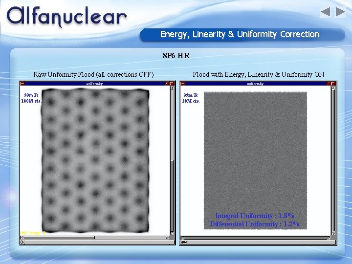 Energy, Linearity & Uniformity Correction SP 6 HR Raw Unformity Flood (all corrections OFF)