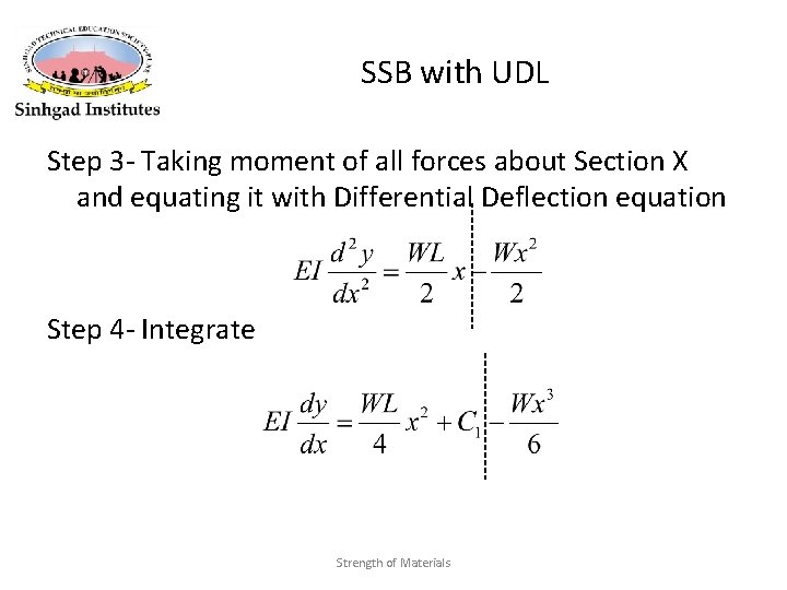 SSB with UDL Step 3 - Taking moment of all forces about Section X SSB with UDL Step 3 - Taking moment of all forces about Section X