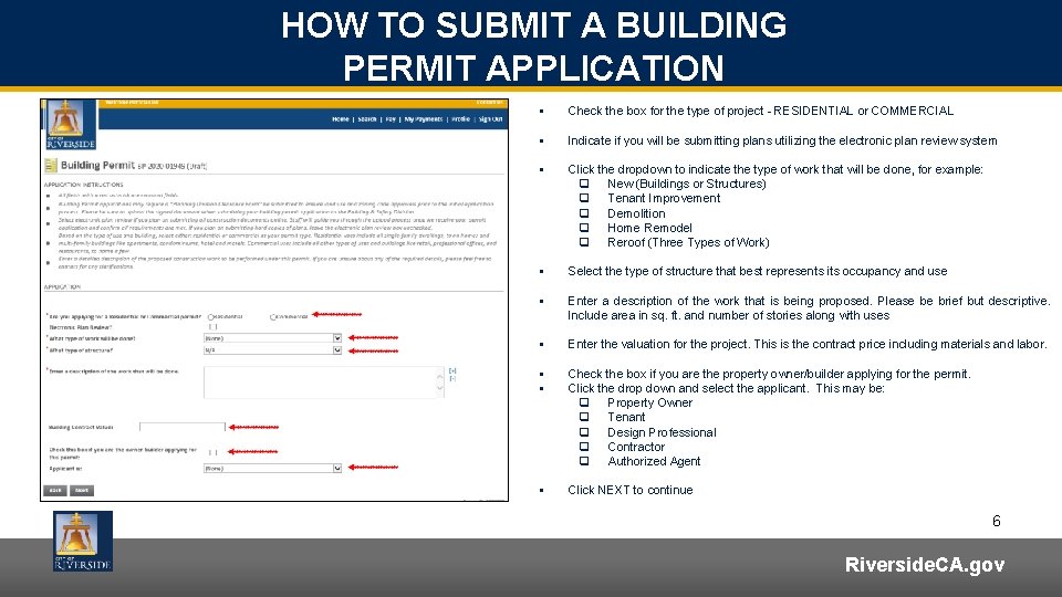 HOW TO SUBMIT A BUILDING PERMIT APPLICATION § Check the box for the type