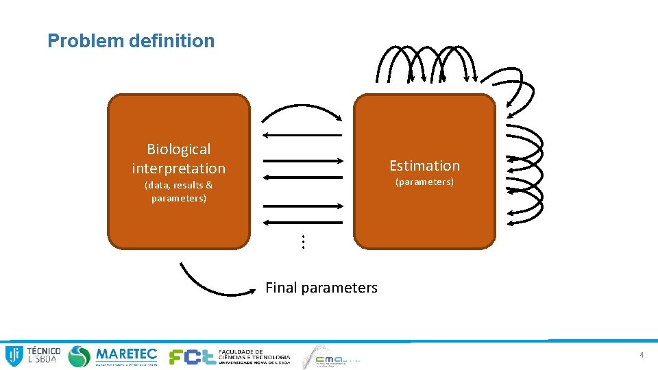 Problem definition Biological interpretation Estimation (parameters) (data, results & parameters) . . . Final