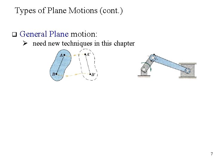 Types of Plane Motions (cont. ) q General Plane motion: Ø need new techniques