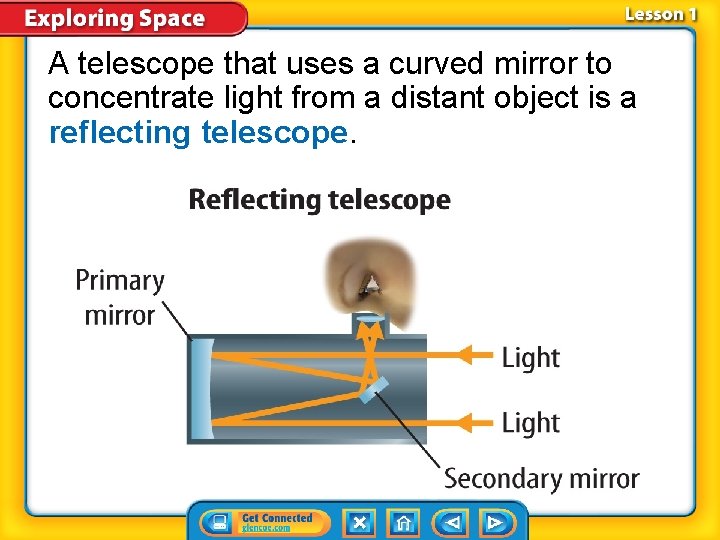 A telescope that uses a curved mirror to concentrate light from a distant object