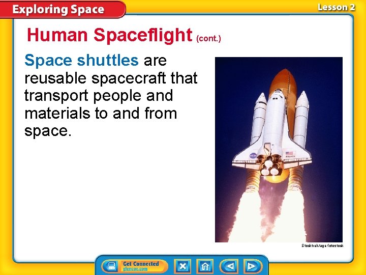 Human Spaceflight (cont. ) Space shuttles are reusable spacecraft that transport people and materials