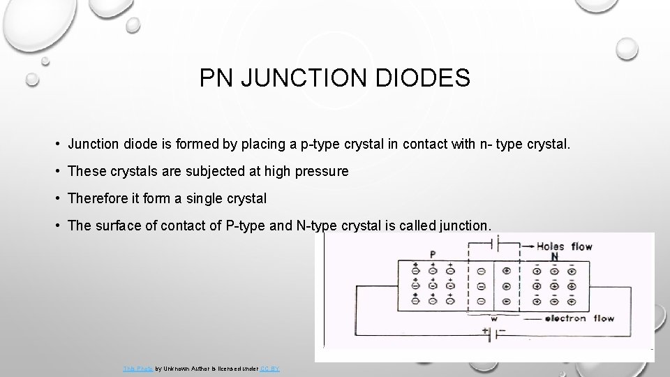 PN JUNCTION DIODES • Junction diode is formed by placing a p-type crystal in