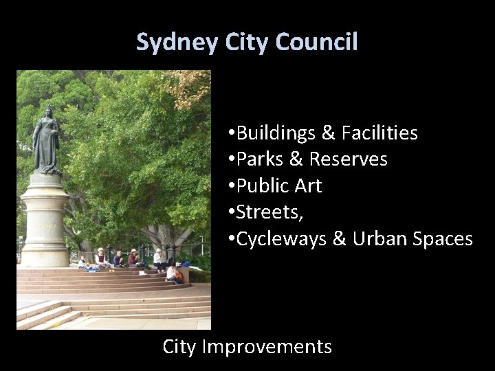 Sydney City Council • Buildings & Facilities • Parks & Reserves • Public Art