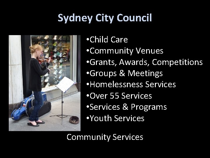 Sydney City Council • Child Care • Community Venues • Grants, Awards, Competitions •