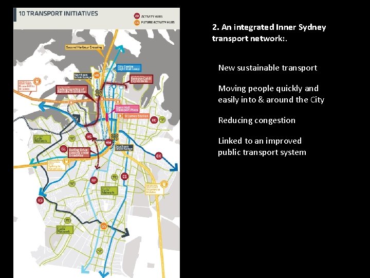 2. An integrated Inner Sydney transport network: . New sustainable transport Moving people quickly