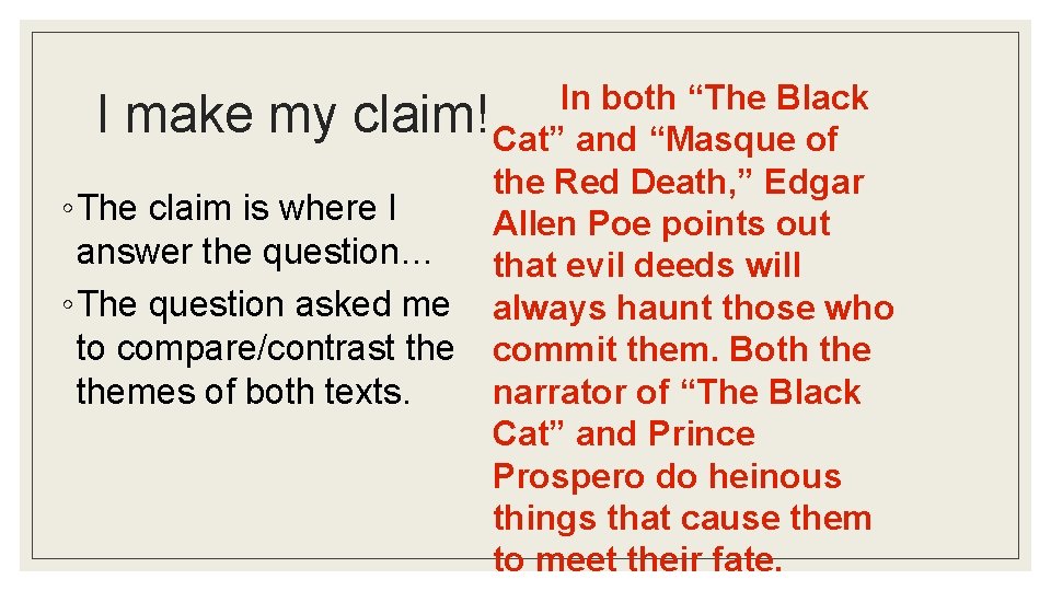 In both “The Black I make my claim! Cat” and “Masque of the Red