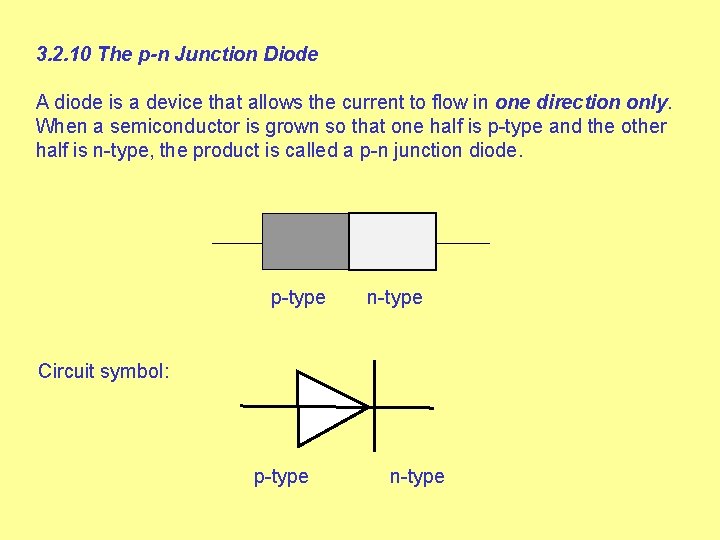 3. 2. 10 The p-n Junction Diode A diode is a device that allows