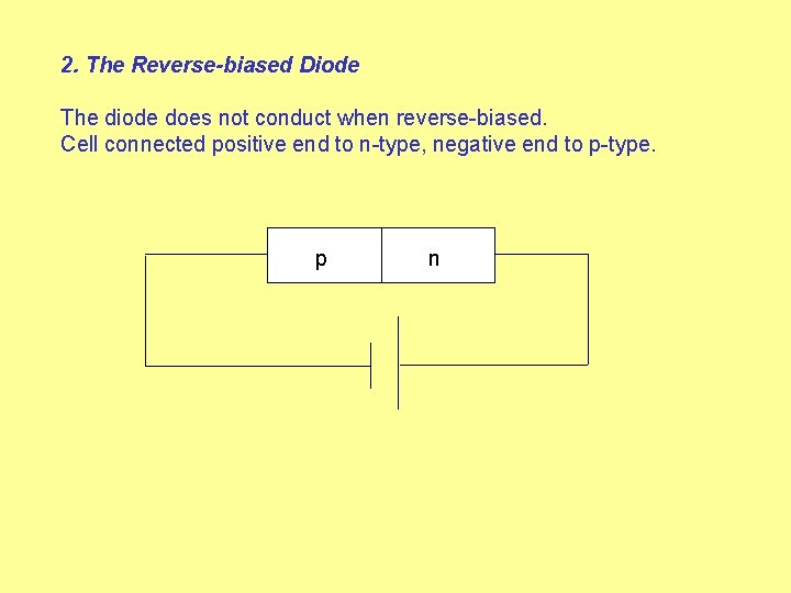 2. The Reverse-biased Diode The diode does not conduct when reverse-biased. Cell connected positive