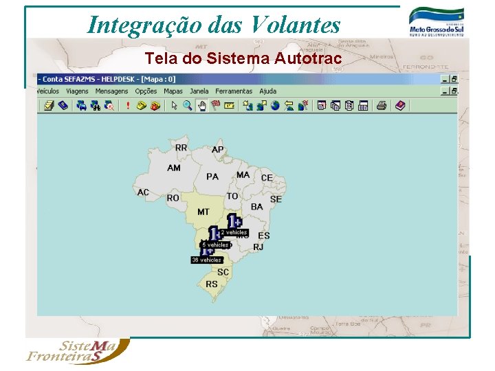 Integração das Volantes Tela do Sistema Autotrac 