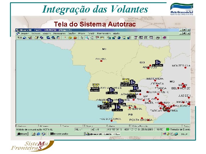 Integração das Volantes Tela do Sistema Autotrac 