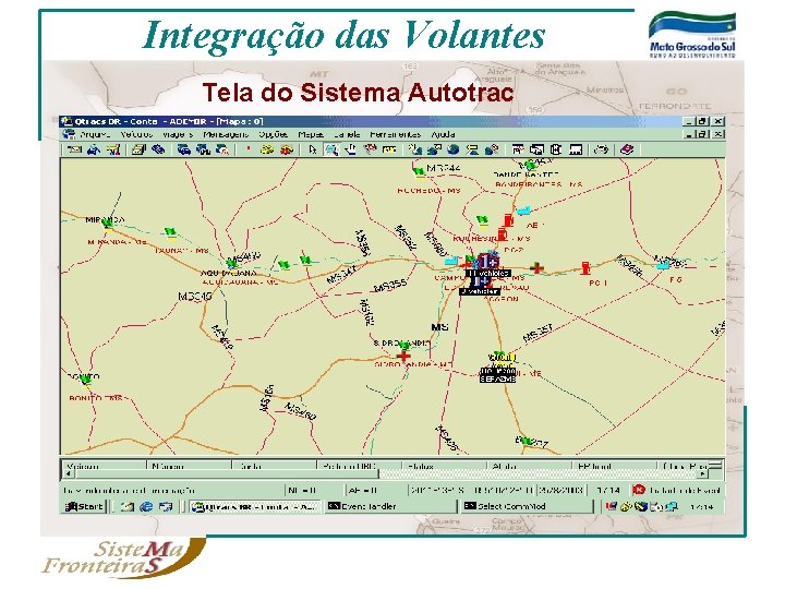 Integração das Volantes Tela do Sistema Autotrac 