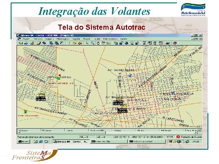 Integração das Volantes Tela do Sistema Autotrac 