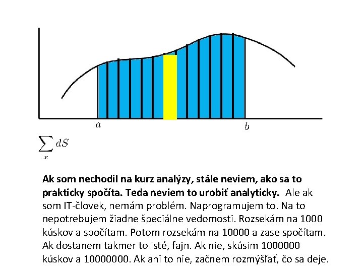 Ak som nechodil na kurz analýzy, stále neviem, ako sa to prakticky spočíta. Teda