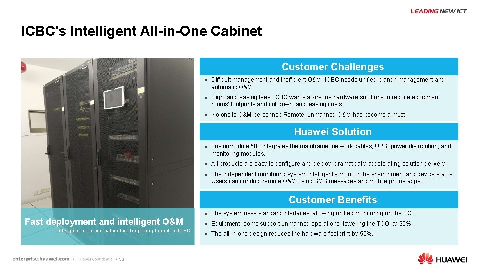 ICBC's Intelligent All-in-One Cabinet Customer Challenges l Difficult management and inefficient O&M: ICBC needs