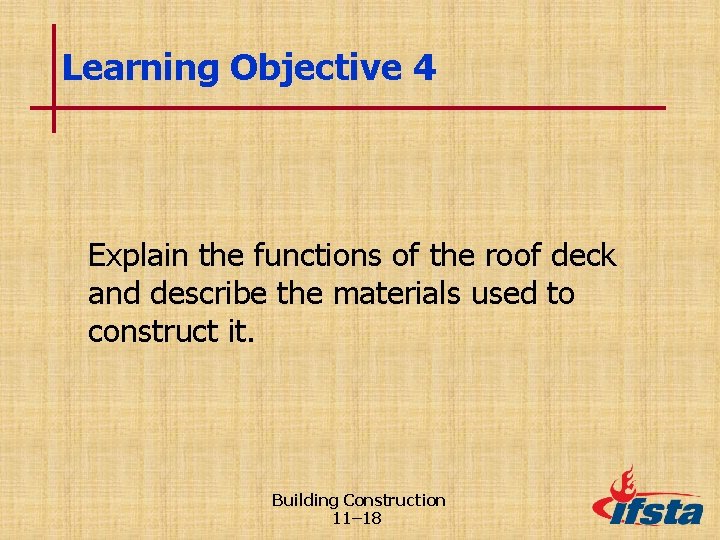 Learning Objective 4 Explain the functions of the roof deck and describe the materials