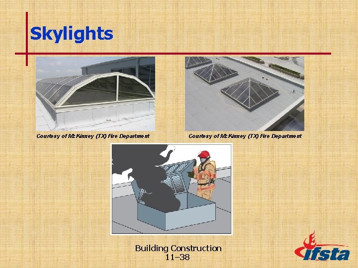 Skylights Courtesy of Mc. Kinney (TX) Fire Department Building Construction 11– 38 