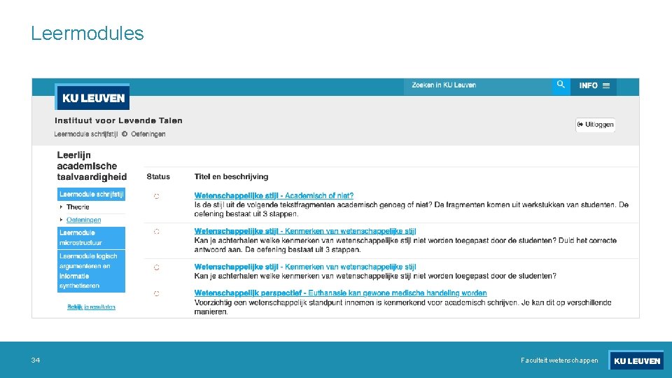 Leermodules 34 Faculteit wetenschappen 