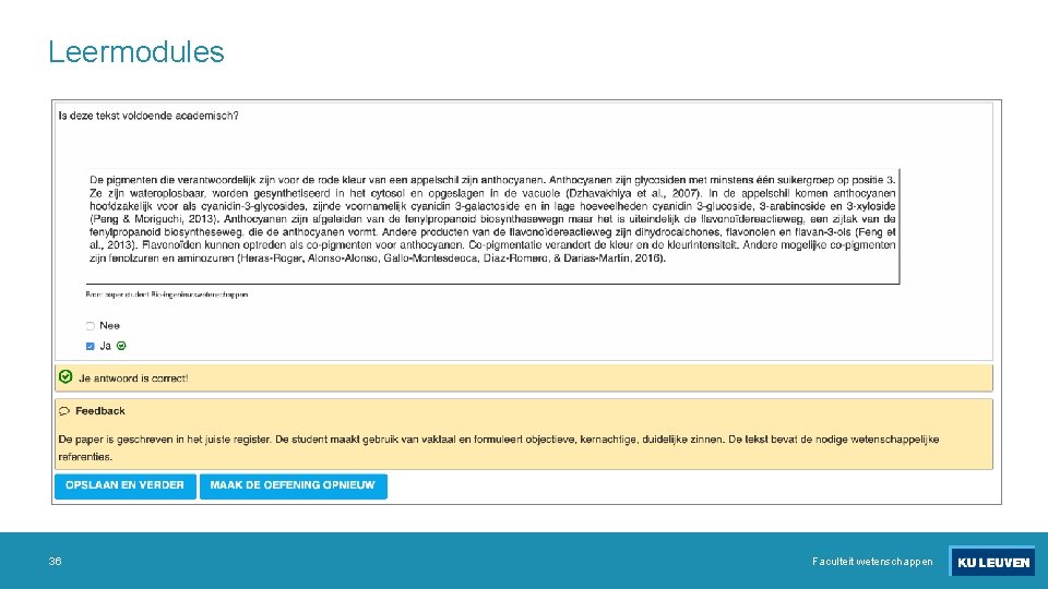 Leermodules 36 Faculteit wetenschappen 