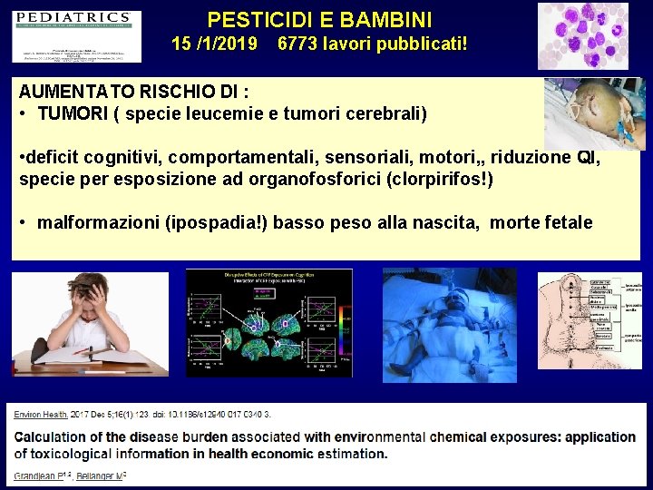 PESTICIDI E BAMBINI 15 /1/2019 6773 lavori pubblicati! AUMENTATO RISCHIO DI : • TUMORI