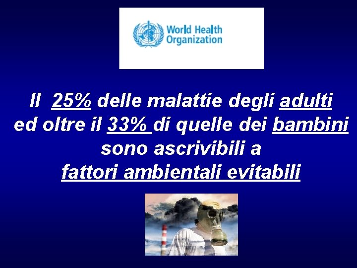 Il 25% delle malattie degli adulti ed oltre il 33% di quelle dei bambini