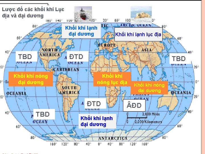 Lược đồ các khối khí Lục địa và đại dương Khối khí lạnh lục