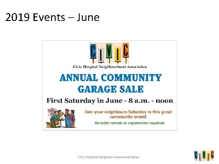 2019 Events – June Civic Hospital Neighbourhood Association 