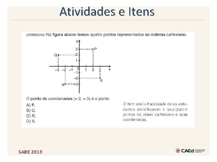 Atividades e Itens SABE 2013 