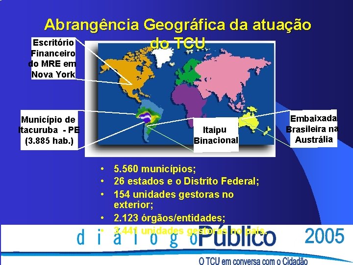 Abrangência Geográfica da atuação Escritório do TCU Financeiro do MRE em Nova York Município